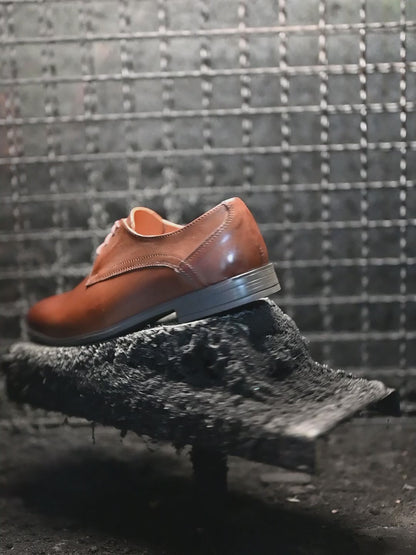 Pánské kožené derby polobotky Milano – ručně šité hnědé | KarolShoes