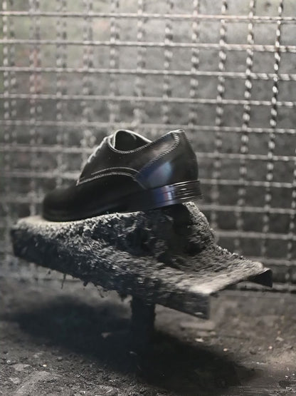 Pánské kožené derby polobotky Milano – ručně šité černé | KarolShoes